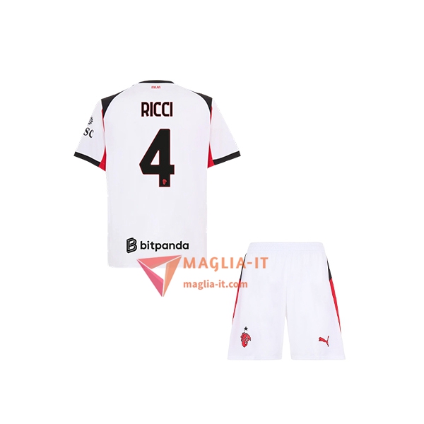 Maglia Calcio SAMUELE RICCI 4 AC Milan Bambino 2025/26 Seconda