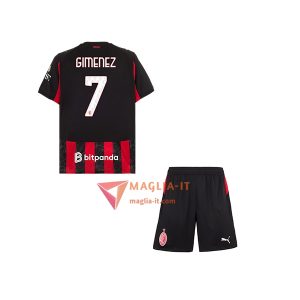 Maglia Calcio SANTIAGO GIMENEZ 7 AC Milan Bambino 2025/26 Prima