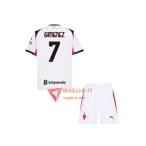 Maglia Calcio SANTIAGO GIMENEZ 7 AC Milan Bambino 2025/26 Seconda