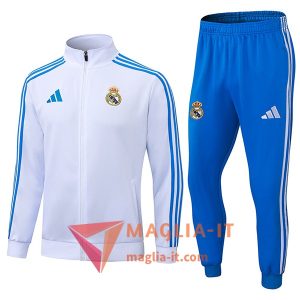 Nuova Insieme Tuta Calcio Giacca Real Madrid 2025/2026 Bianco/Blu
