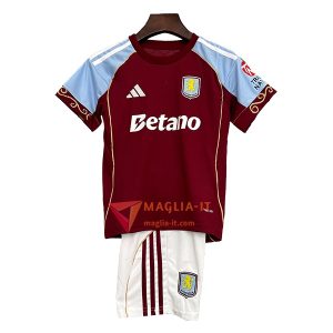 Nuova Maglia Calcio Aston Villa Bambino Prima 2025/2026