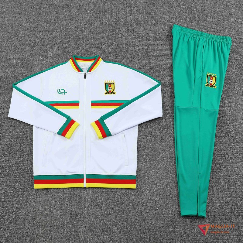 Insieme Tuta Calcio Giacca Camerun 2025/2026 Bianco/Verde - immagine 4