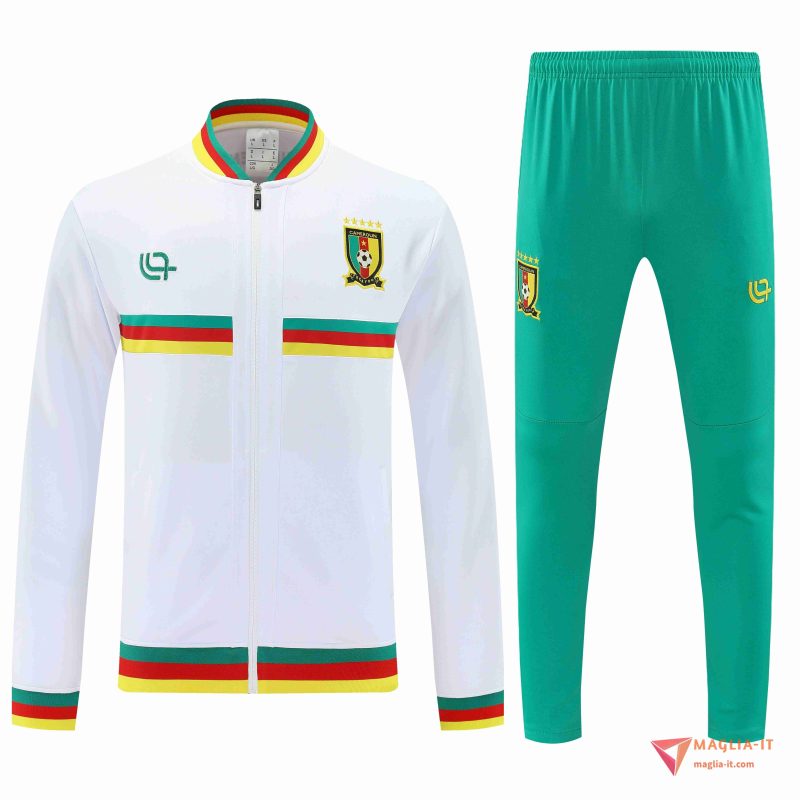 Insieme Tuta Calcio Giacca Camerun 2025/2026 Bianco/Verde - immagine 2