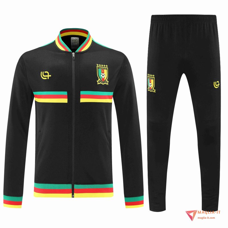 Insieme Tuta Calcio Giacca Camerun 2025/2026 Nero/Verde - immagine 2