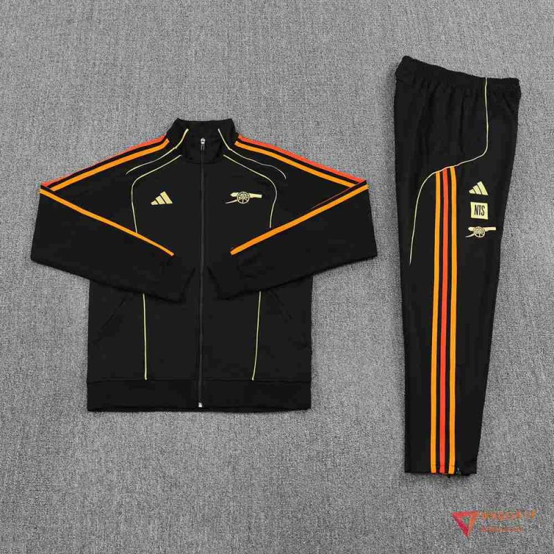 Insieme Tuta Calcio Giacca Arsenal 2025/2026 Nero/Arancia/Rosso - immagine 4