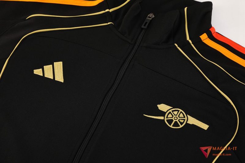 Insieme Tuta Calcio Giacca Arsenal 2025/2026 Nero/Arancia/Rosso - immagine 6