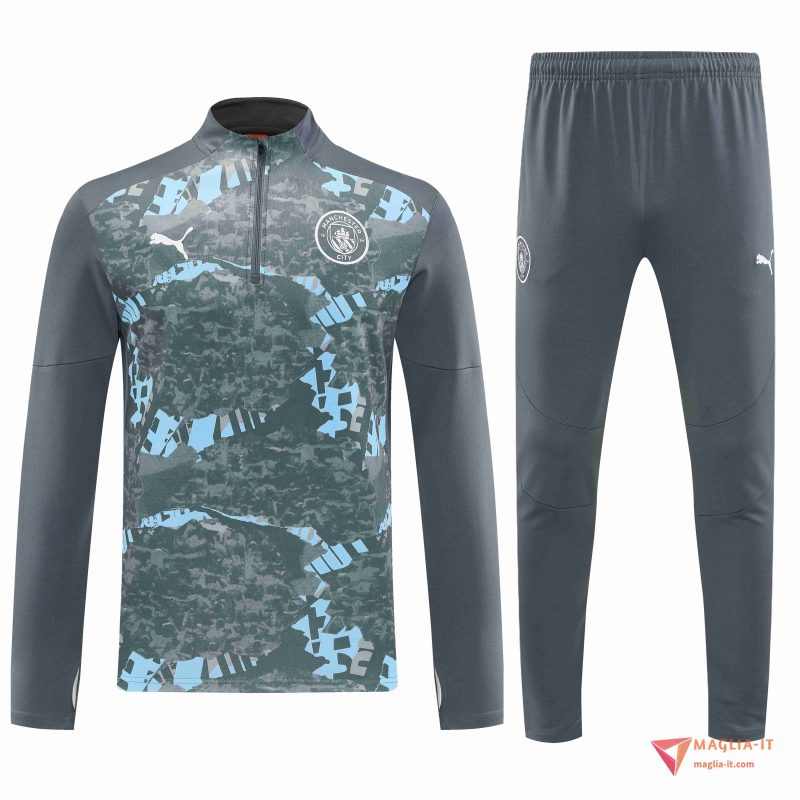 Insieme Tuta Calcio Manchester City Grigio/Azzurro 2025/2026 - immagine 2