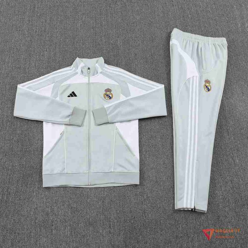 Insieme Tuta Calcio Giacca Real Madrid 2025/2026 Grigio/Bianco - immagine 5