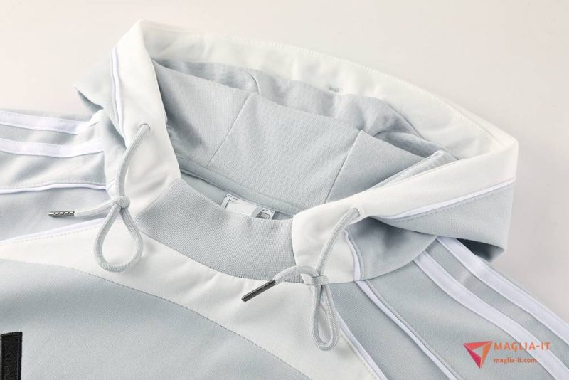Insieme Giacca Con Cappuccio Tuta Giacca A Vento Real Madrid Grigio/Bianco 2025/2026 - immagine 6
