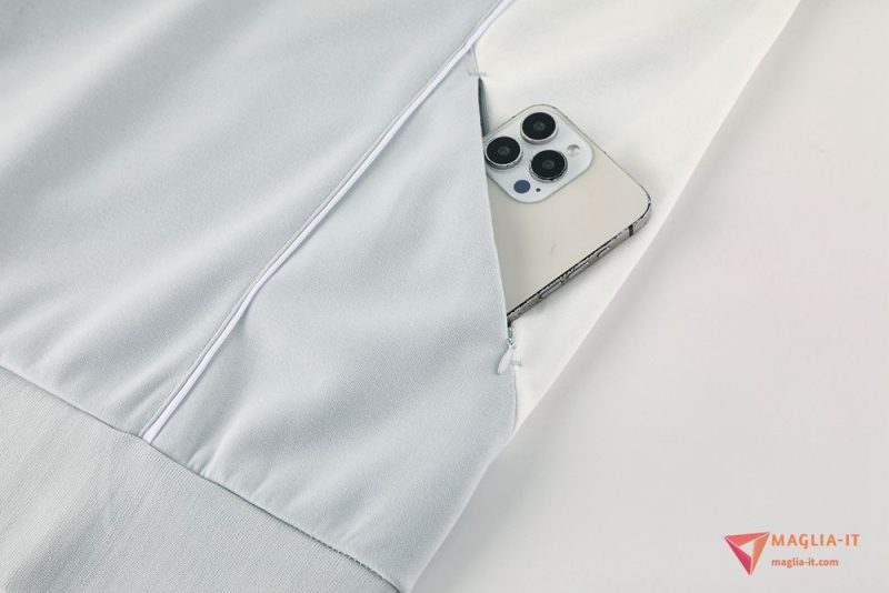 Insieme Giacca Con Cappuccio Tuta Giacca A Vento Real Madrid Grigio/Bianco 2025/2026 - immagine 4