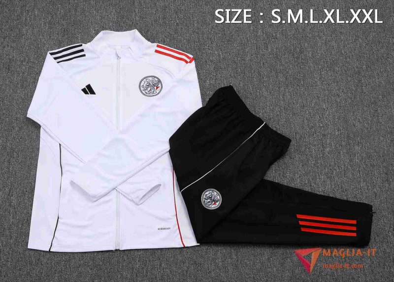 Insieme Tuta Calcio Giacca Ajax 2025/2026 Bianco/Nero/Rosso - immagine 5