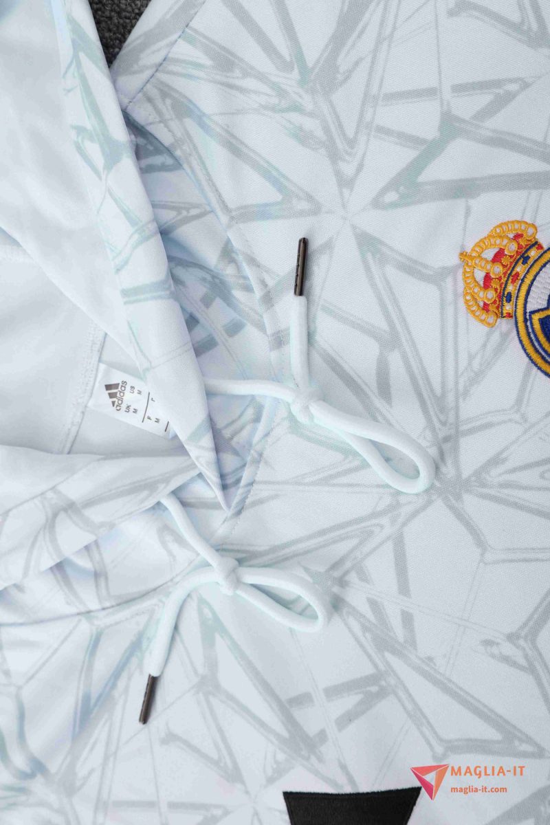 Insieme Giacca Con Cappuccio Tuta Real Madrid 2025/2026 Bianco/Grigio - immagine 6