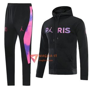 Insieme Giacca Con Cappuccio Tuta Giacca A Vento PSG 2025/2026 Nero/viola
