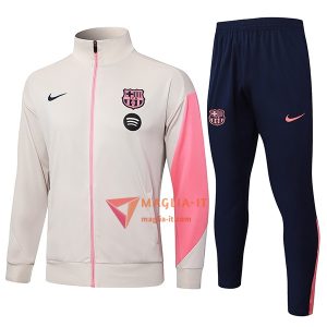 Insieme Tuta Calcio Giacca FC Barcellona 2025/2026 Beige/Rosa
