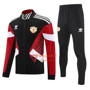 Insieme Tuta Calcio Giacca Manchester United 2025/2026 Nero/Rosso/Bianco