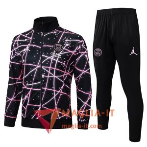 Insieme Tuta Calcio Giacca PSG 2025/2026 Nero/Rosa