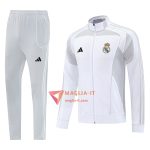 Insieme Tuta Calcio Giacca Real Madrid 2025/2026 Bianco/Grigio Chiaro