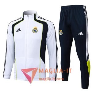Insieme Tuta Calcio Giacca Real Madrid 2025/2026 Bianco/Nero/Verde