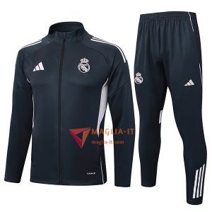 Insieme Tuta Calcio Giacca Real Madrid 2025/2026 Grigio Scuro