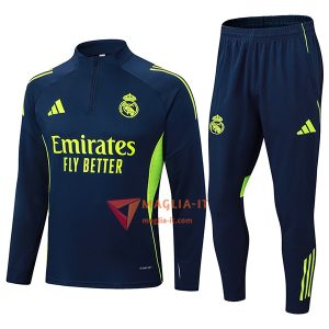 Insieme Tuta Calcio Real Madrid 2025/2026 Blu/Verde Fluo
