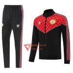 Nuova Insieme Tuta Calcio Giacca Manchester United 2025/2026 Nero/Rosso