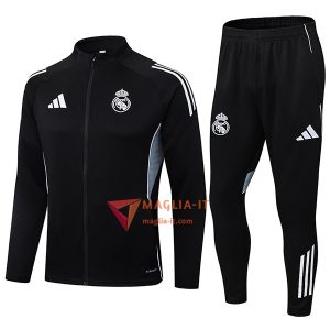 Nuova Insieme Tuta Calcio Giacca Real Madrid 2025/2026 Nero/Grigio