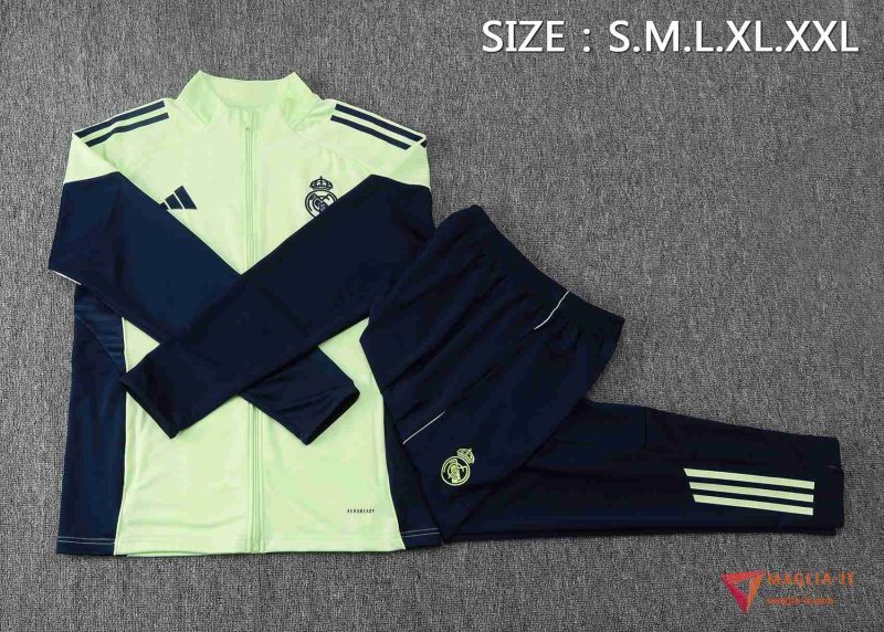 Insieme Tuta Calcio Giacca Real Madrid 2025/2026 Verde/Blu - immagine 4