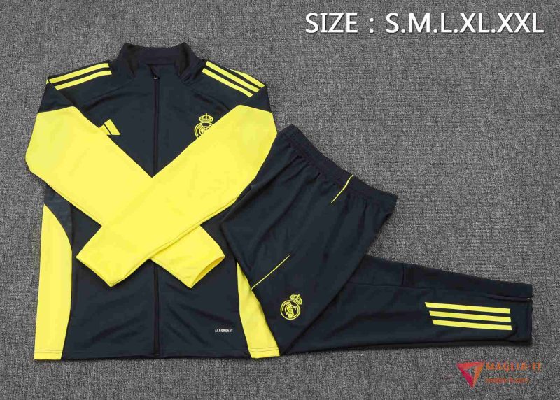 Insieme Tuta Calcio Giacca Real Madrid 2025/2026 Grigio/Giallo - immagine 4