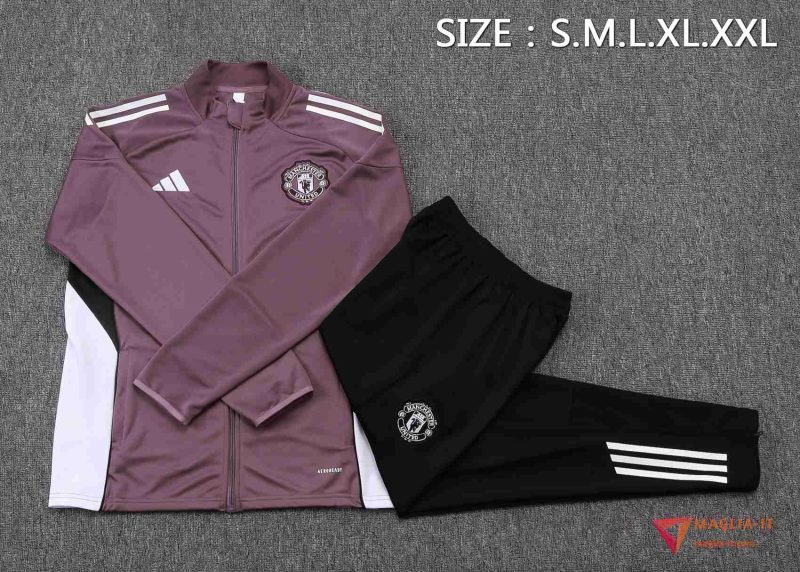 Insieme Tuta Calcio Giacca Manchester United 2025/2026 viola/Bianco/Nero - immagine 5