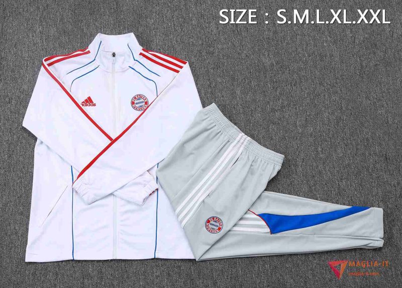 Insieme Tuta Calcio Giacca Bayern Monaco 2025/2026 Bianco/Rosso/Blu - immagine 4