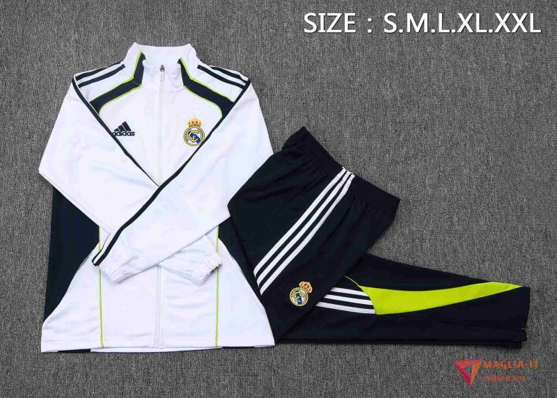 Insieme Tuta Calcio Giacca Real Madrid 2025/2026 Bianco/Nero/Verde - immagine 4