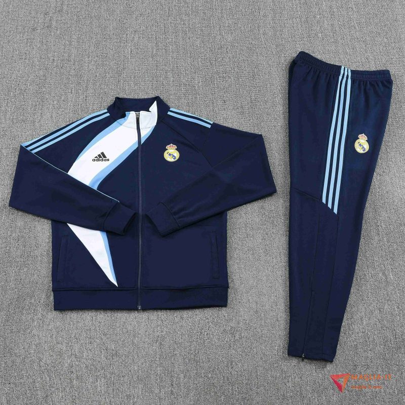 Insieme Tuta Calcio Giacca Real Madrid 2025/2026 Blu/Bianco - immagine 4