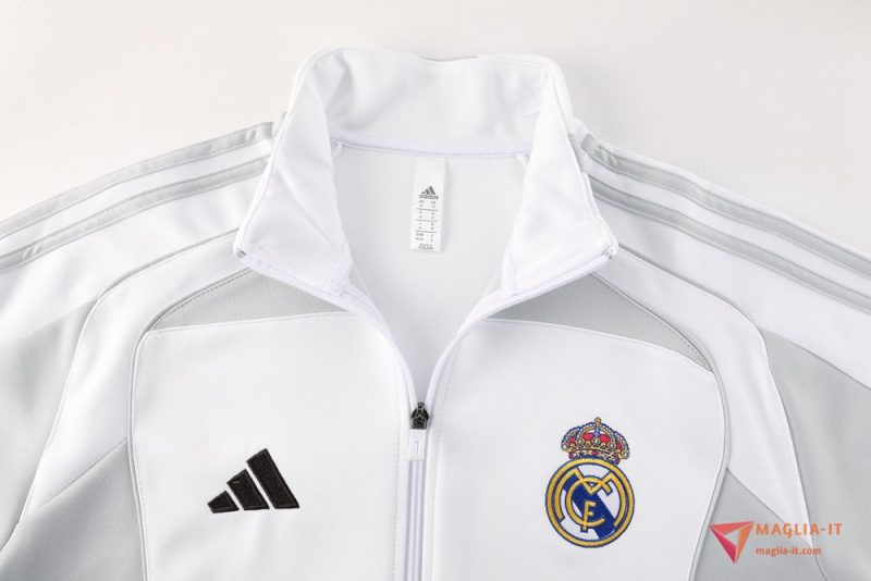 Insieme Tuta Calcio Giacca Real Madrid 2025/2026 Bianco/Grigio Chiaro - immagine 6