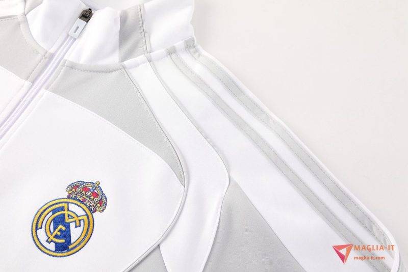 Insieme Tuta Calcio Giacca Real Madrid 2025/2026 Bianco/Grigio Chiaro - immagine 4
