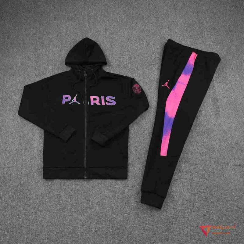 Insieme Giacca Con Cappuccio Tuta Giacca A Vento PSG 2025/2026 Nero/viola - immagine 5