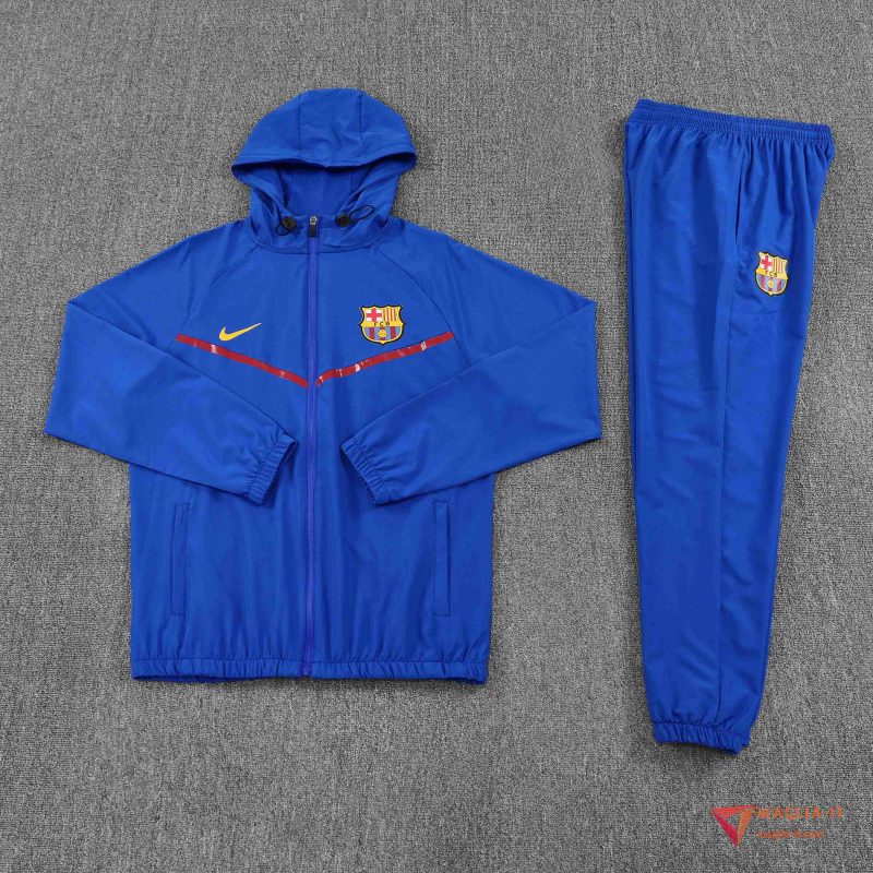 Insieme Giacca Con Cappuccio Tuta Giacca A Vento FC Barcellona 2025/2026 Blu - immagine 4