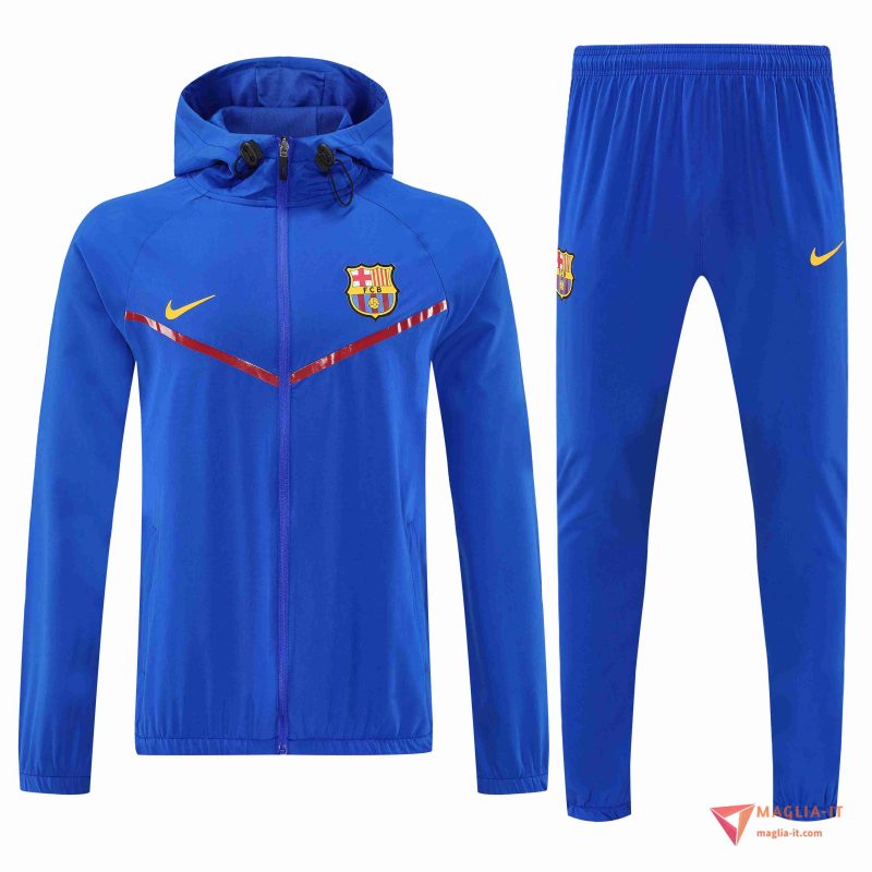 Insieme Giacca Con Cappuccio Tuta Giacca A Vento FC Barcellona 2025/2026 Blu - immagine 2